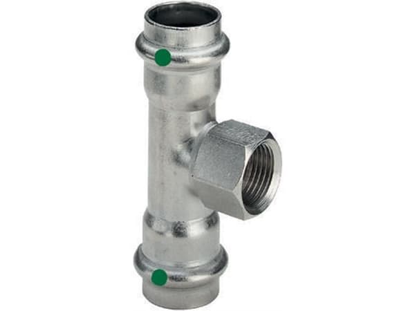 VIEGA Inox tee 42 mmx1/2"INOX, rustfri stål, med SC-Conturmed muffe på grenen