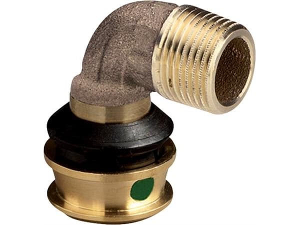 Raxofix övergångsböj 90° 20 x 12" hylsa/nippel röd mässing