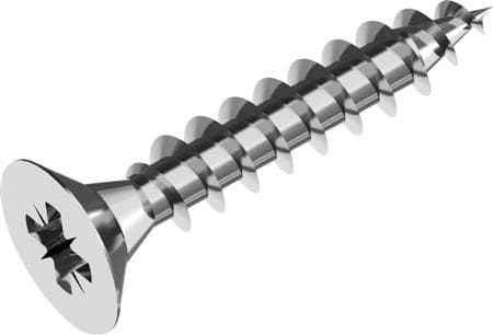 WASI Skruv 4,0x30 mm rostfri A2, försänkt huvud pozidriv med pozidriv-kniv PZ2 - (500 st.)