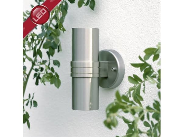 Brilliant Hanni, Vegglys, Rustfritt stål, Glass, Stål, IP44, Hage, Terrasse, I