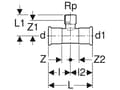Pikkukuva 3 / 5: Geb. Mapress FZ T-piece 35x1 - Geberit Mapress FZ T-piece T-kappale sisäkierre d35mm Rp1 d1=35mm