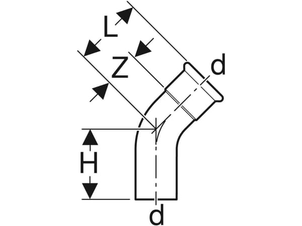 Geberit 23706, 45°, 43 mm, 17 mm, 53 mm