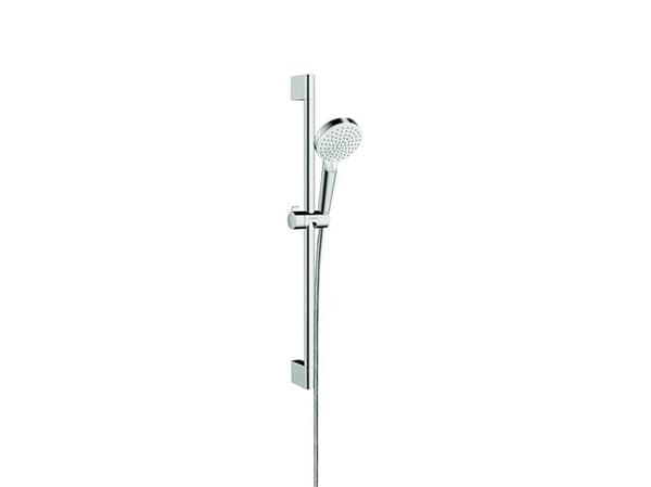 HANSGrohe Crometta Vario brusesæt i hvid/krom med 650 mm brusestang, Ø100 mm håndbruser med 2 strålefunktioner samt bruseslange på 1,6 meter