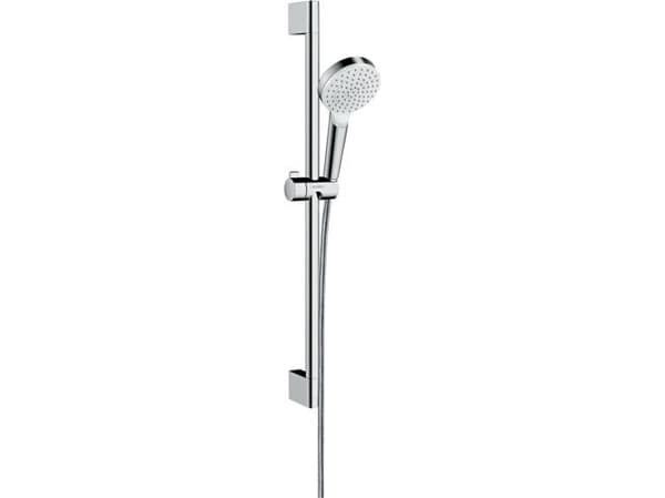HANSGROHE Crometta 1Jet duschset i vit/krom med 650 mm duschstång, handdusch med 1 sprayfunktion och 1,6 meter duschslang