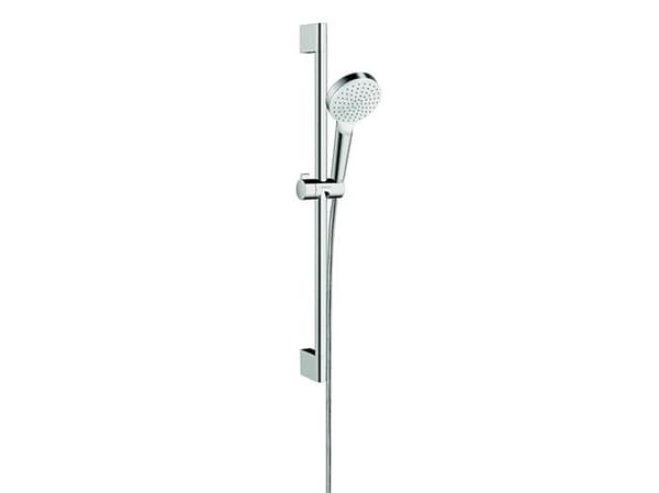 HANSGROHE Crometta 1Jet duschset i vit/krom med 650 mm duschstång, handdusch med 1 sprayfunktion och 1,6 meter duschslang