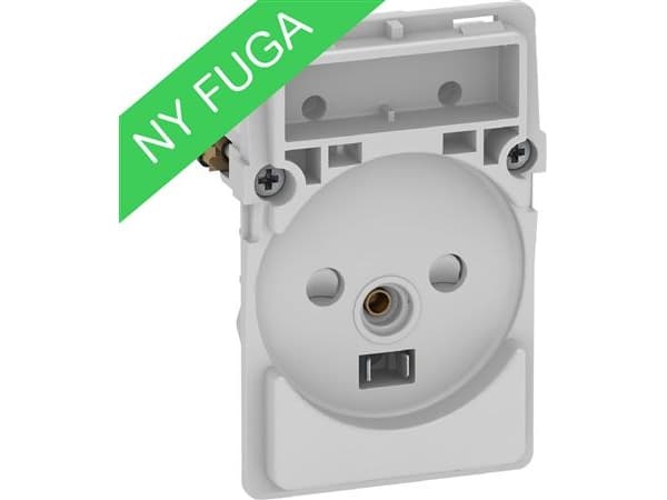 LK FUGA-uttag 2-poligt + DK jord 112-modul, utan lock