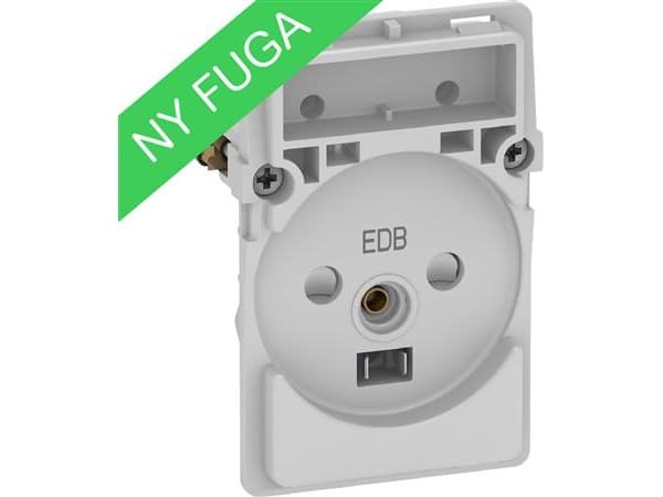 LK FUGA-uttag EDB 2-poligt + DK jord 112-modul, utan lock
