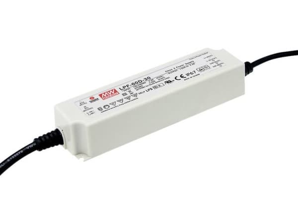 MEAN WELL LPF-60-48, 60 W, 90 - 305 V, 47 - 63 Hz, 0,8 A, aktiivinen, 16 ms