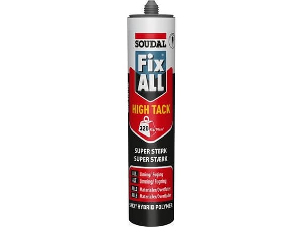 SOUDAL Sealant Fix All High Tack grå 290 ml patron högkvalitativ 1-komponent-tätningsmassa med hög vidhäftningsförmåga, baserad på MS-polymer