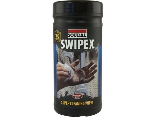 SOUDAL Swipex puhdistuspyyhkeet voi 100kpl, poistaa maalin ja muut likaiset keinot muste, liima, tiiviste, öljyt ja rasva kädet