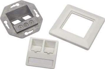 Telegärtner Frame for RJ45 adaptor Cat.5e, 45° outlet, double, 80x80 mm, alpine white