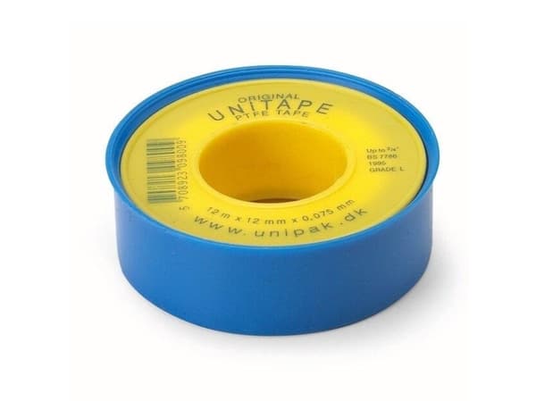 Unitape 12x12mm 0,075mm tykk. - PTFE-band