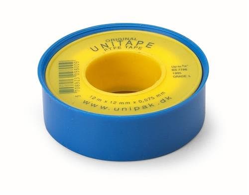 Unitape 12x12mm 0,075mm tykk. - PTFE-band