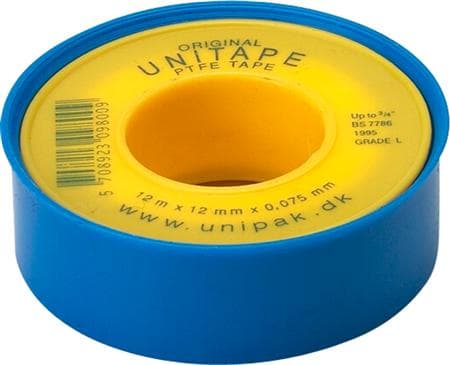 Unitape 12x12mm 0,075mm tykk. - PTFE-band