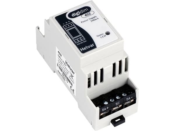 HELVAR DIGIDIM 402 DALI-virtalähde Dali-jännite 22VDC (nimellinen) 250mA, DIN-asennus, DIN 90X35X58
