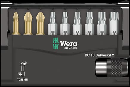 Wera 05134200001, 8 stykker, Pozidriv, Torx Plus, 1/4", PZ 1, PZ 2, TX10, TX15, TX20, TX25, TX30, TX40, 98 g
