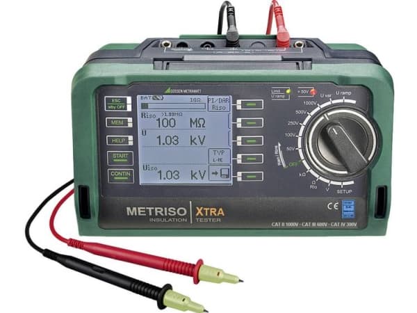 Gossen Metrawatt Metriso XTRA Isolationsmåler Kalibreret (DAkkS) 50 V, 100 V, 250 V, 500 V, 1000 V 1 TΩ