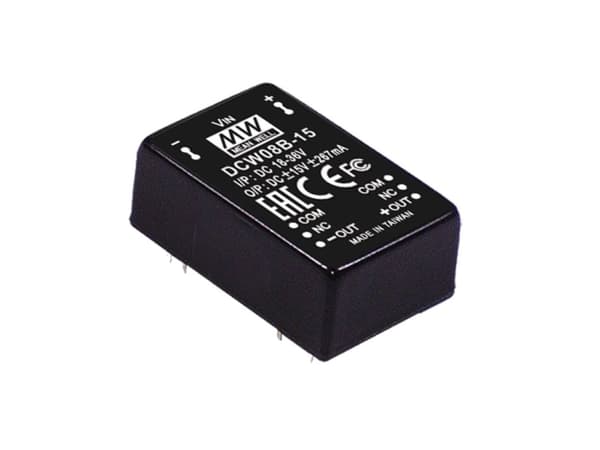 MEAN WELL DCW08B-15, 20,3 mm, 31,8 mm, 12,2 mm, 8 W, 18 - 36 V, 267 mA