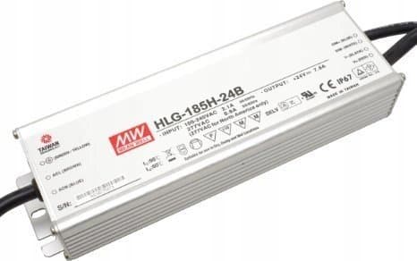 MEAN WELL HLG-185H-24B, 187,2 W, IP65, 62000 timer, -40 - 90 °C, 90 ~ 305 V, 47 - 63 Hz
