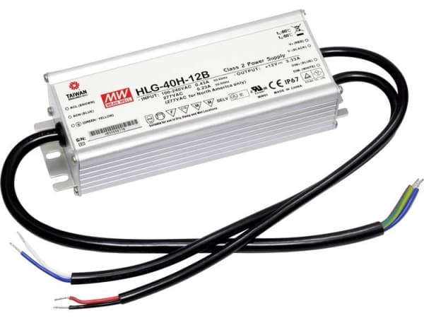 MEAN WELL HLG-40H-12B, 40 W, IP20, 90 - 305 V, 12 V, 61,5 mm, 171 mm