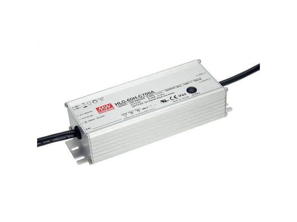 MEAN WELL HLG-60H-C700A, 60 W, IP65, -40 - 80 °C, Taiwan, 90 - 305 V, 0,7 A