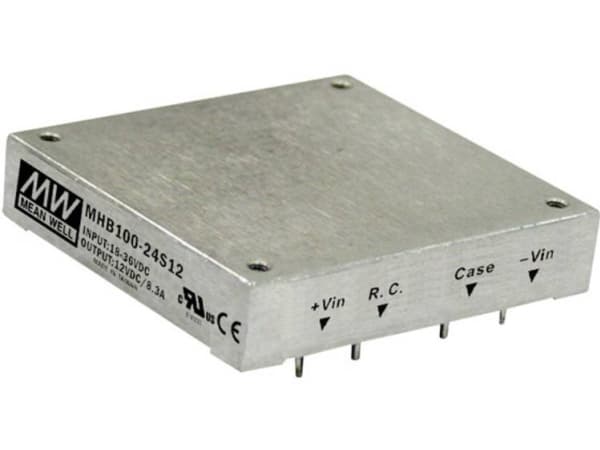 MEAN WELL MHB100-24S05, 18 - 36 V, 100 W, 5 V, 20 A, RoHS, 61 mm