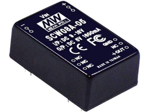 MEAN WELL SCW08B-12, 20,3 mm, 31,8 mm, 12,2 mm, 8 W, 18 - 36 V, 670 mA