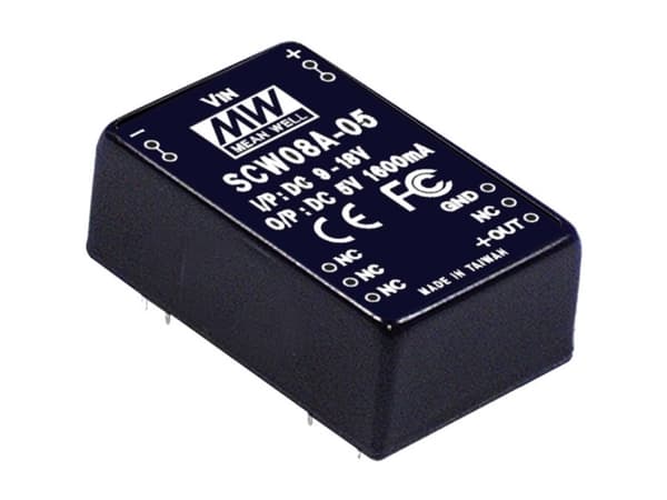 MEAN WELL SCW08B-12, 20,3 mm, 31,8 mm, 12,2 mm, 8 W, 18 - 36 V, 670 mA