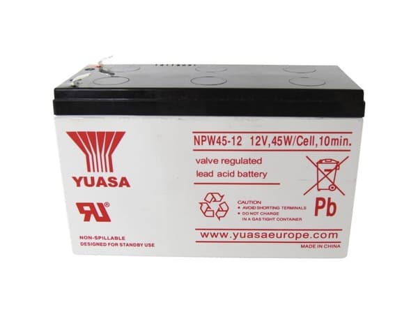 Yuasa NPW45-12 NP45W/12 Blybatteri 12 V 8,5 Ah Blyfilt (B x H x D) 151 x 97,5 x 65 mm Plattkontakt 6,35 mm Låg självurladdning, underhållsfri, stabil