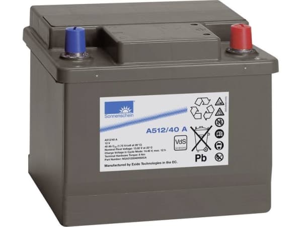 GNB Sonnenschein A512/40 A NGA5120040HS0CA Blybatteri 12 V 40 Ah Blygel (B x H x D) 210 x 175 x 175 x 175 mm Konusstolpe Underhållsfritt, VDS-certifi