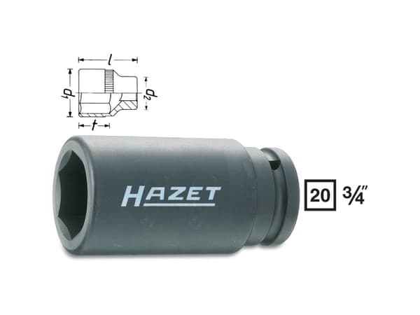 HAZET 1000SLG-30, Pistorasia, Musta, 1 pää(t), 3/4", Metrinen, 30 mm