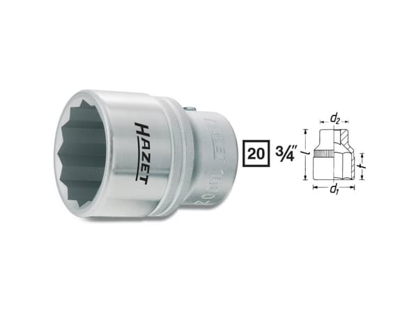 HAZET 1000Z-22, Uttag, 3/4", Metrisk, 1 huvuden, 22 mm, 3,2 cm