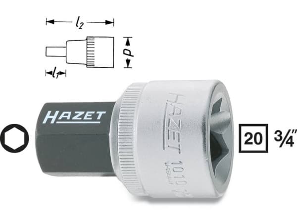 HAZET 1010-17, 1 stk, 76,2 / 4 mm (3 / 4"), Krom-vanadium-stål, 5,45 cm, 213 g