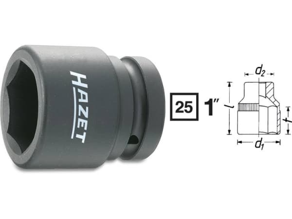 HAZET 1100S-30, Kraftpipe, Sort, 1 hoder, 1", Metrisk/imperisk, 30 mm