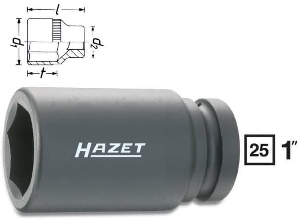 HAZET 1100SLG-24, Slaghylsa, Svart, 1 huvuden, 1", Metriska/brittiska, 24 mm