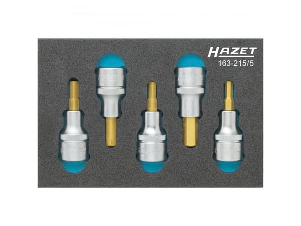 HAZET 163-215/5, Støpselsett, 1/2", Metrisk/imperisk, 5 hoder, 17,2 cm, 114 mm