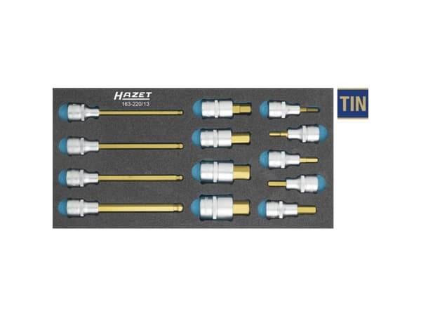 HAZET 163-220/13, Hylssats, 1/2", Metriska/brittiska, 13 huvuden, 34,2 cm, 172 mm