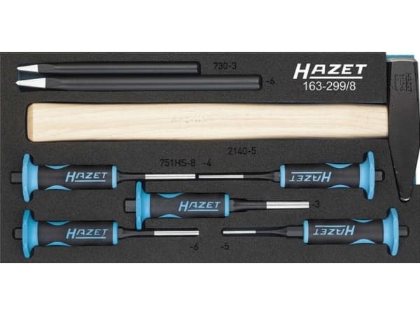 HAZET 163-299/8, Drift punch set, Musta, Sininen, 1,68 kg, 8 kpl, 342 mm, 172 mm