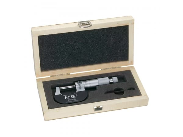HAZET 2155N-25, 2,5 cm, Analog utvendig mikrometer, Sort, Rustfritt stål, MM Fiber, 0,01 mm, 400 g