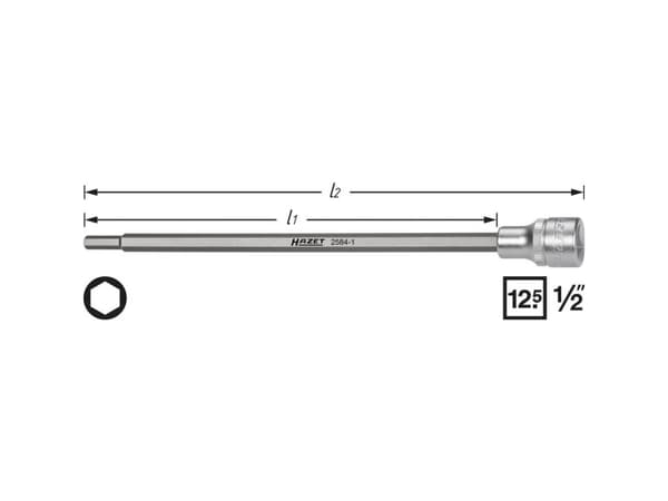 Hazet 2584-1 Unbrako Sugerør topnøgleindsats 6 mm 1/2 (12,5 mm)
