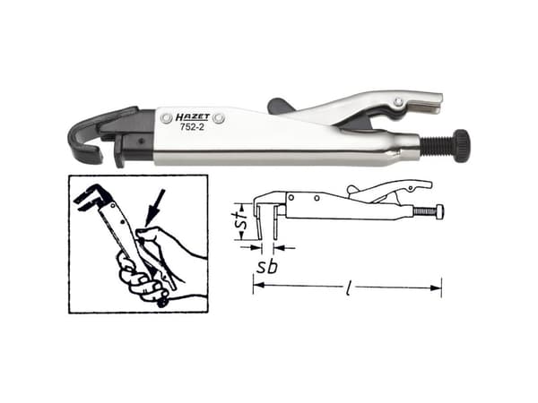 Hazet 752-2 Gribetang 0 - 15 mm 205 mm