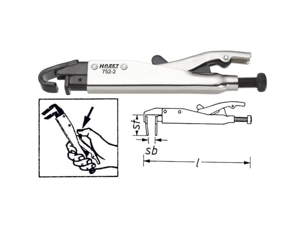 Hazet 752-2 Gribetang 0 - 15 mm 205 mm