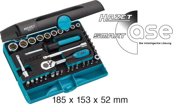 HAZET 853-1, Hylssats, 1/4", Metriska/brittiska, 36 huvuden, 6.3 mm, 1/4"