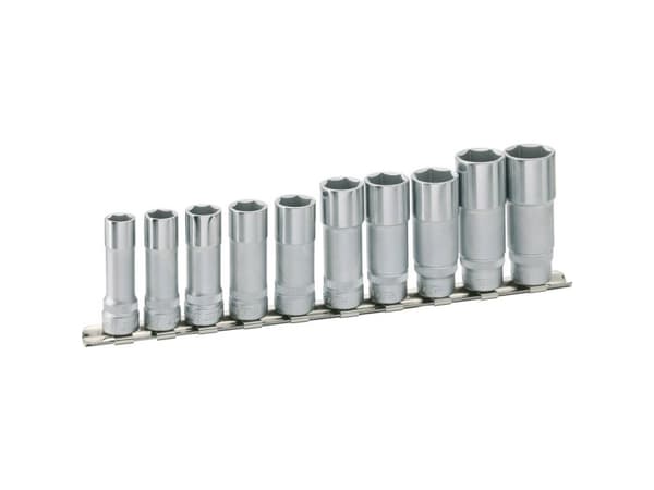 HAZET 880LG/10H, Hylssats, 3/8", Metrisk, 10 huvuden, 10,19 mm, 24 cm