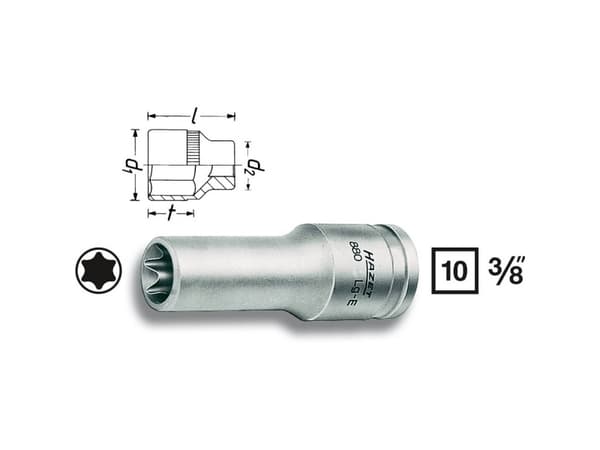 HAZET 880LG-E14, Uttag, 3/8", Metrisk, 1 huvuden, E14, 1,85 cm