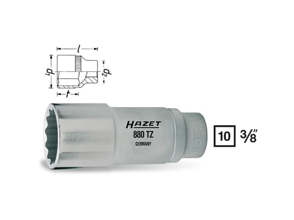 HAZET 880TZ-12, Stikkontakt, 3/8", Metrisk, 1 hoder, 12 mm, 1,85 cm