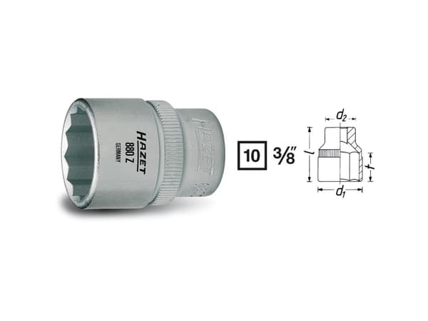 HAZET 880Z-10, Pistorasia, 3/8", Metrinen, 1 pää(t), 10 mm, 1,7 cm