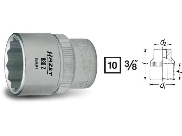 HAZET 880Z-21, 1 stykker, 76,2 / 8 mm (3 / 8"), Kromvanadiumstål, 31,5 mm, 62 g