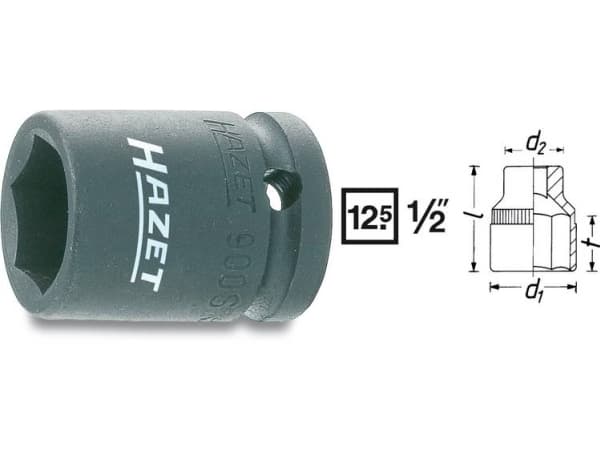 HAZET 900S-13, Slaghylsa, Svart, 1 huvuden, 1/2", Metrisk, 13 mm