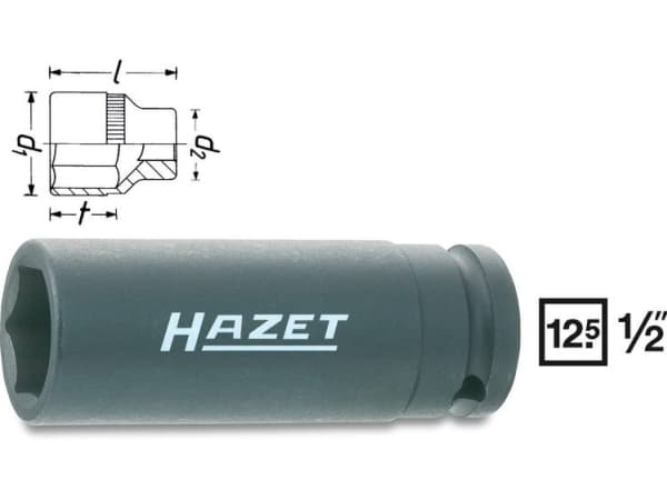 HAZET 900SLG-17, Slaghylsa, Svart, 1 huvuden, 1/2", Metrisk, 17 mm
